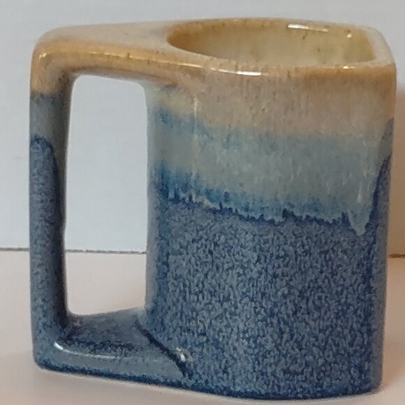 COFFEE Latte MUG TEA CUP MUG Art Deco Pottery Blue Glaze - Picture 2 of 7